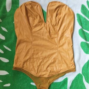 Free People Party Like a Vegan Leather bodysuit